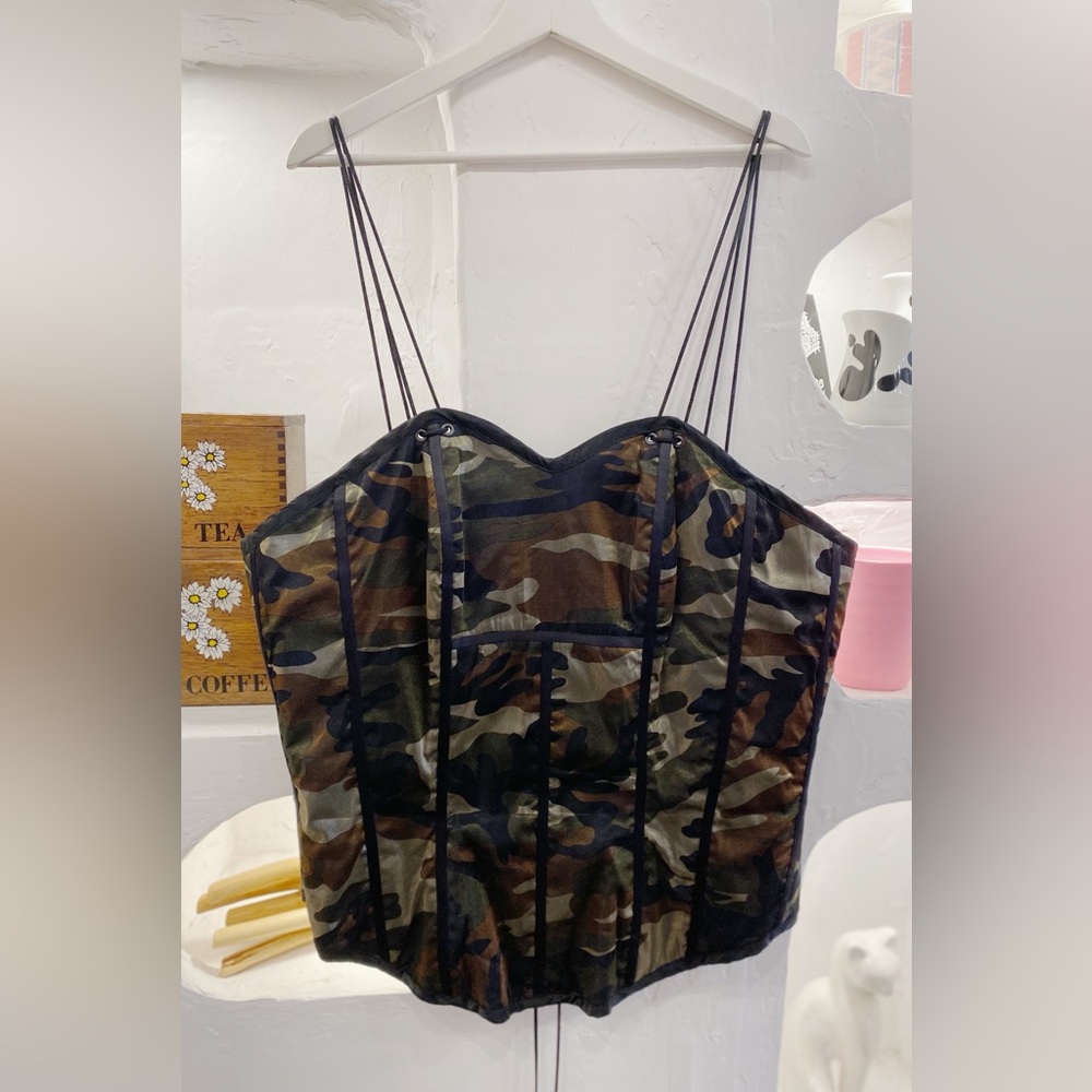 Canadian Custom Made Camo Corset with Adjustable Straps & Sweetheart Neckline